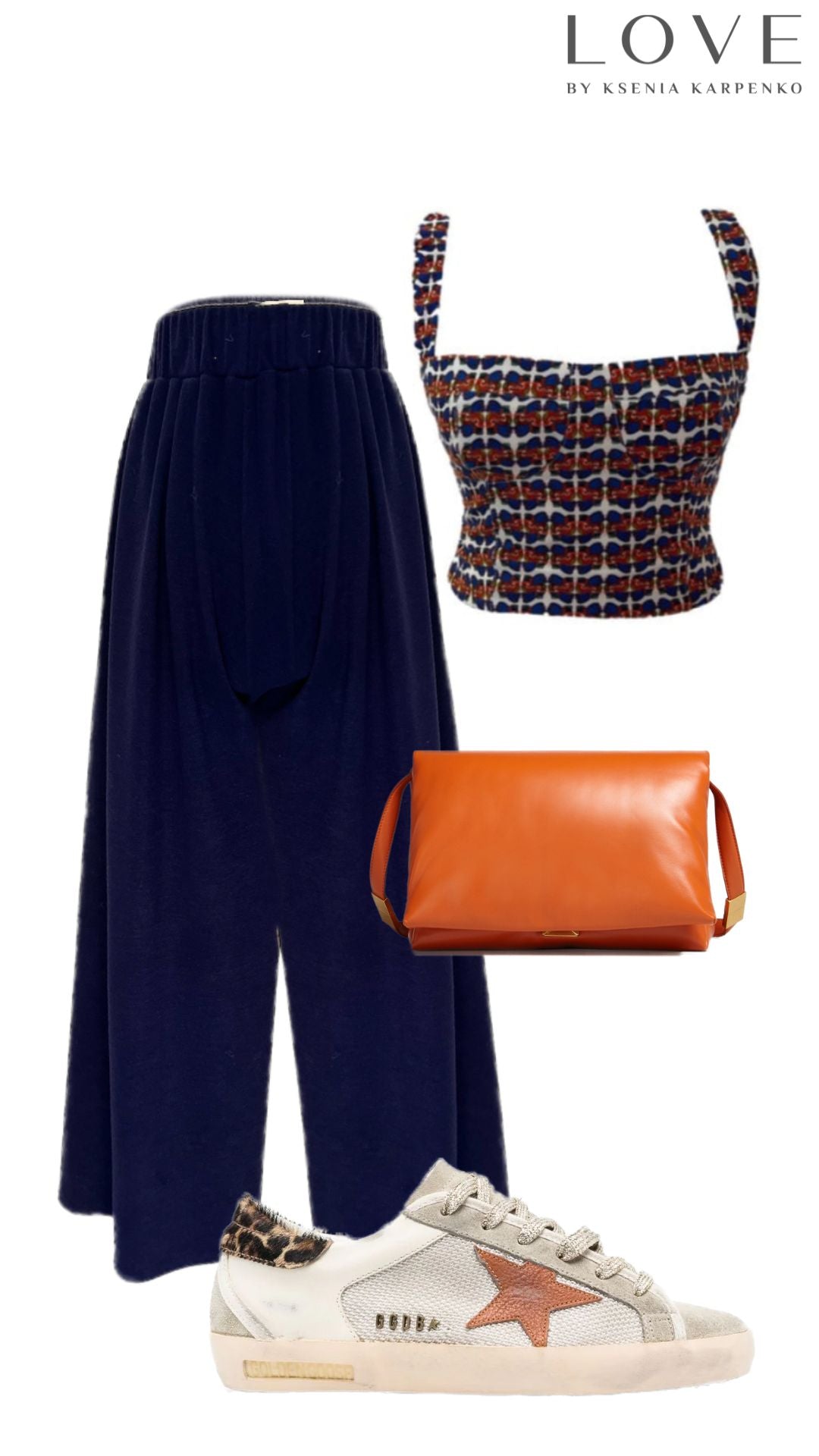 Wide cashmere pants in navy blue