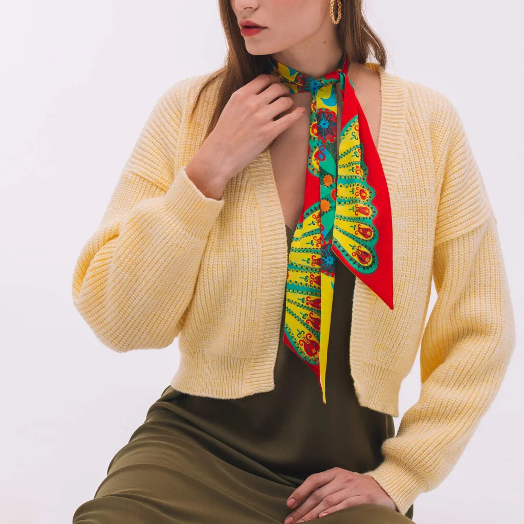 Cardigan knitted lemon ice cream color