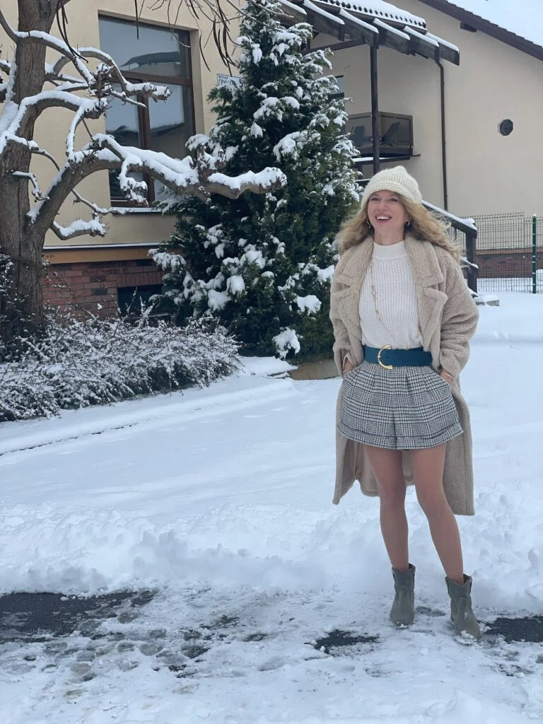 Shorts de cachemir a cuadros