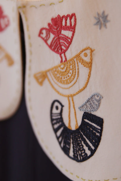 Collar with handmade embroidery "Birds"