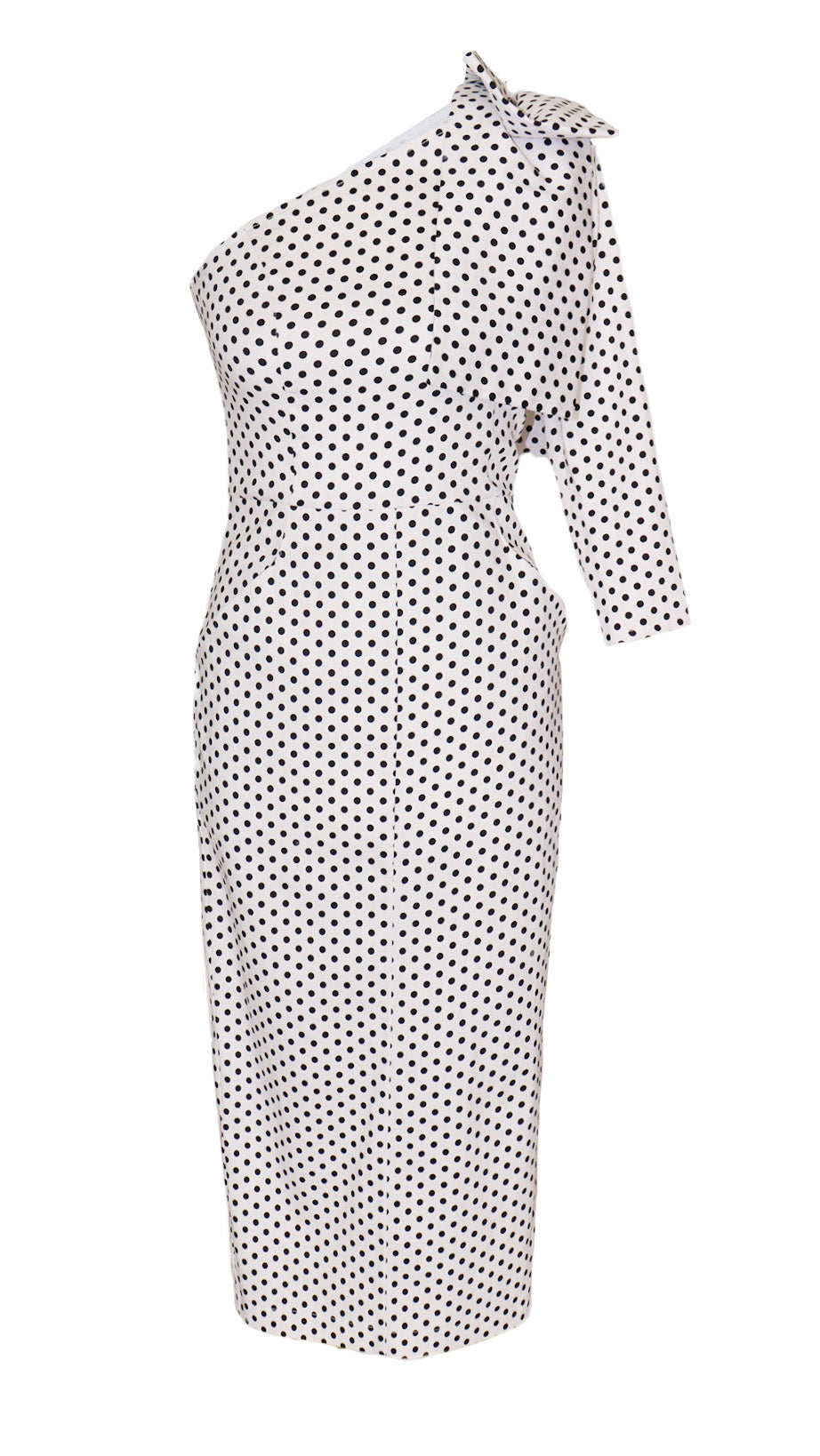 Vestido recto, estampado de lunares en blanco y negro