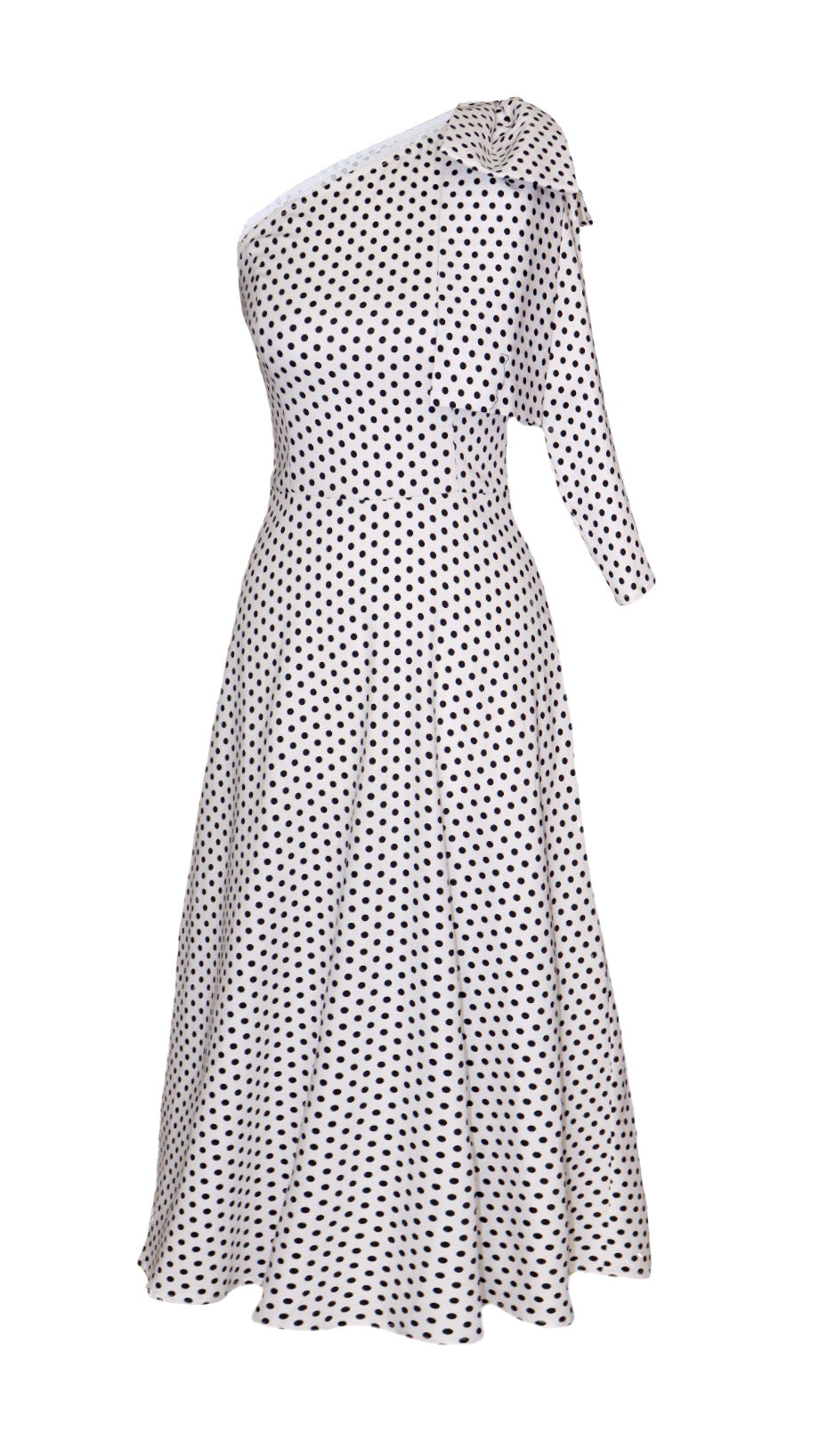 Vestido de lunares asimétrico con lazo