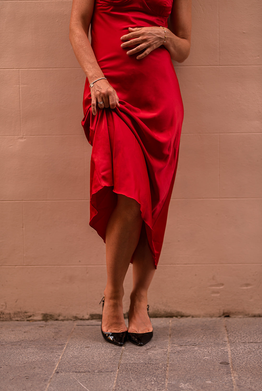 Vestido holgado con corpiño ajustado