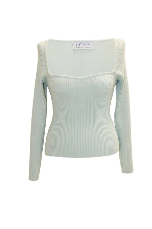 Mint top with a square neckline