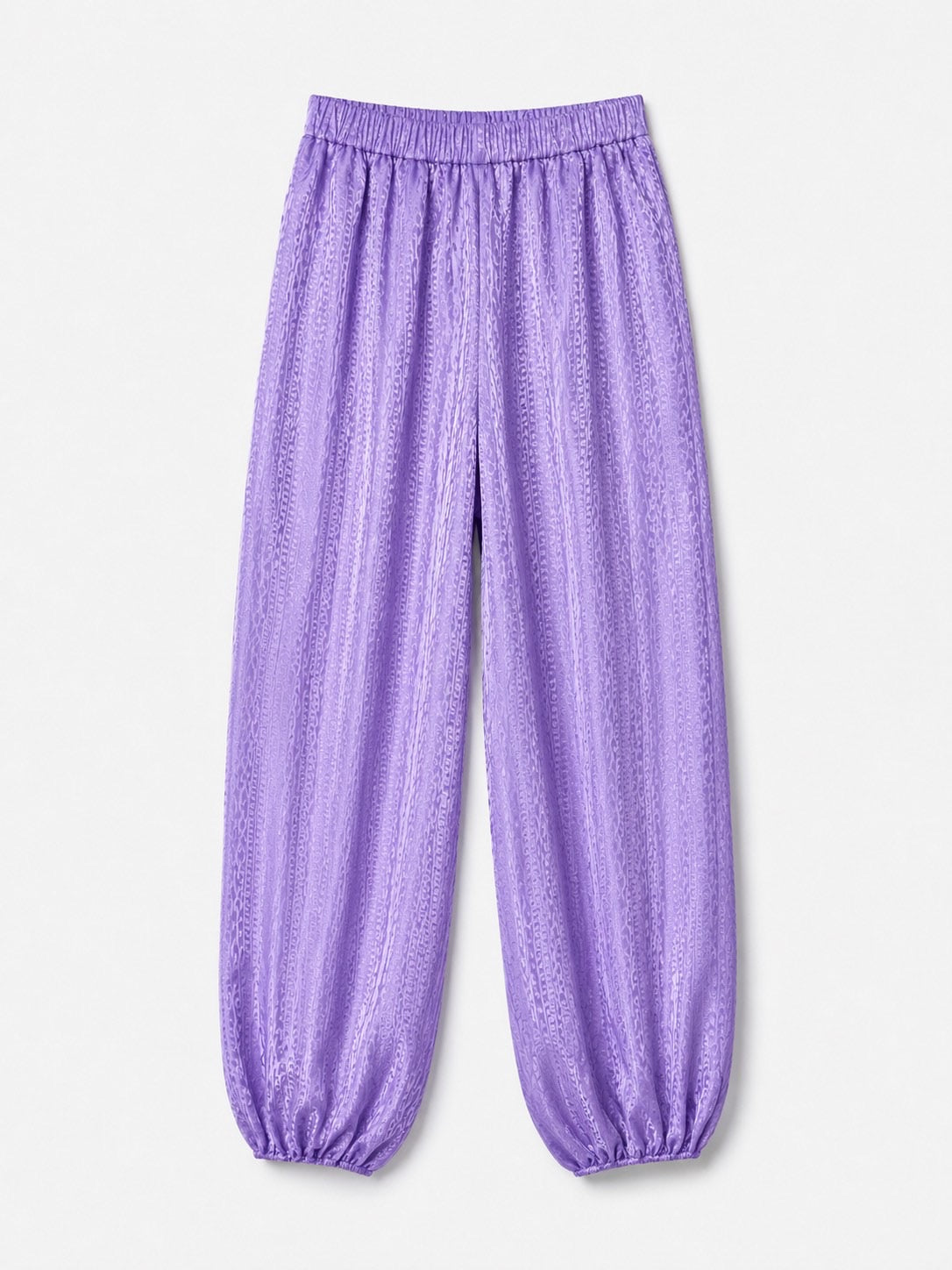 Pantalones de jacquard violeta con motivo de cadenas