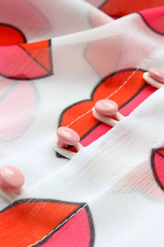 White tunic dress with exclusive "kiss" print
