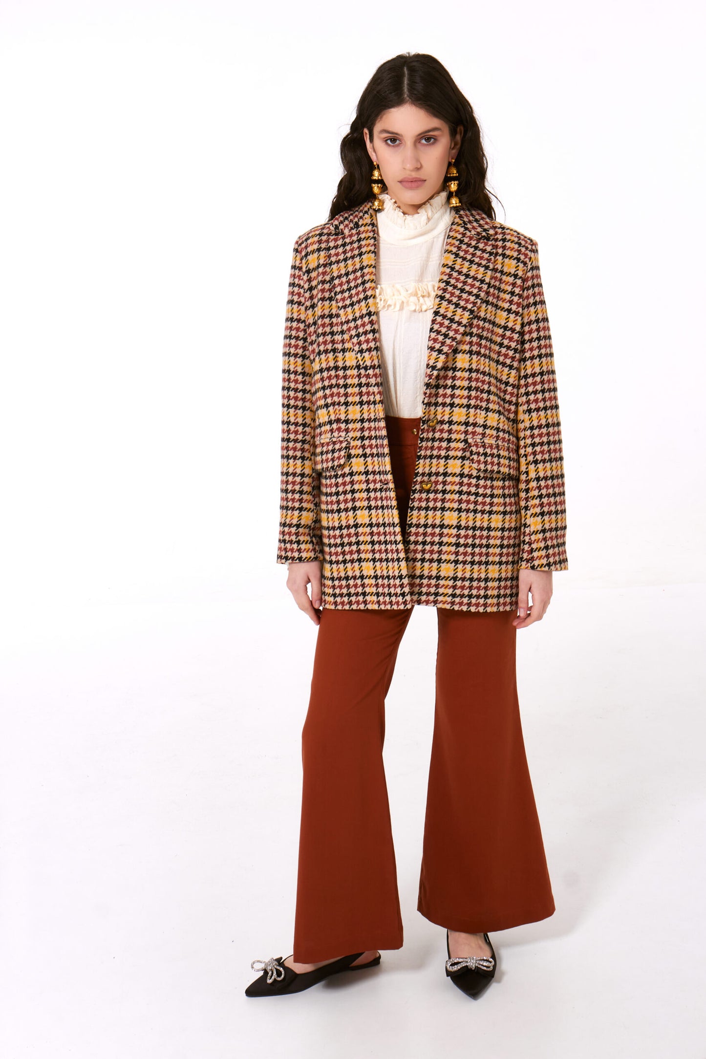 Chaqueta alargada de cuadros