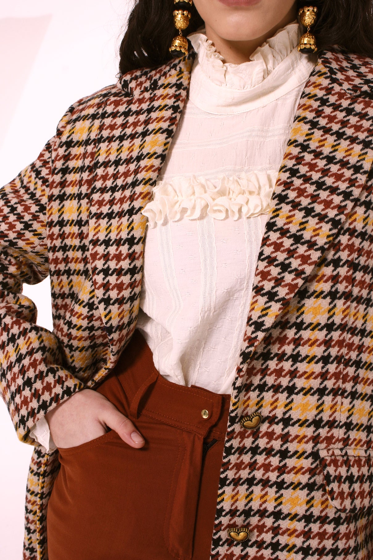 Chaqueta alargada de cuadros