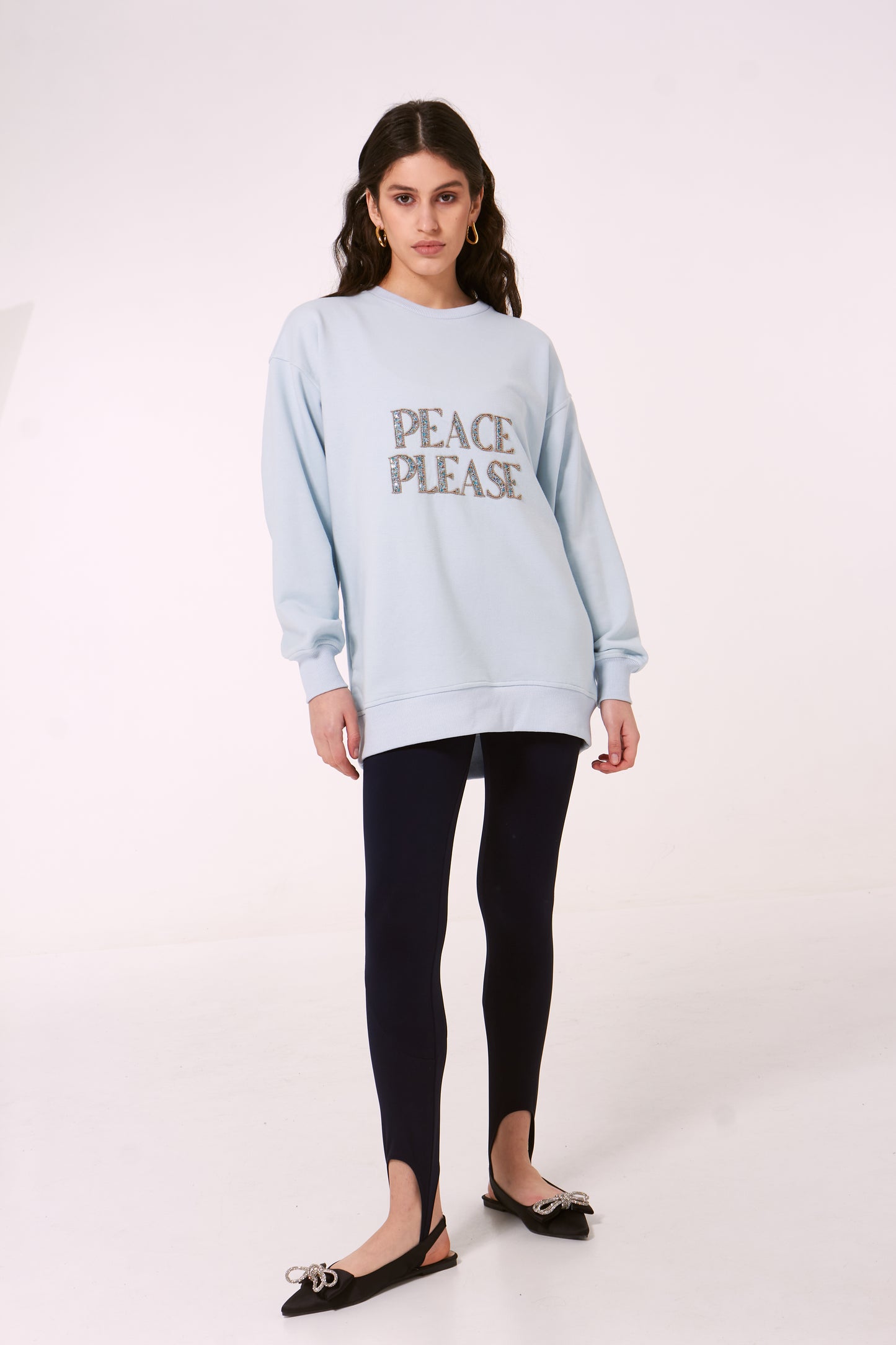 Sweatshirt Peace Please with hand made embroidery