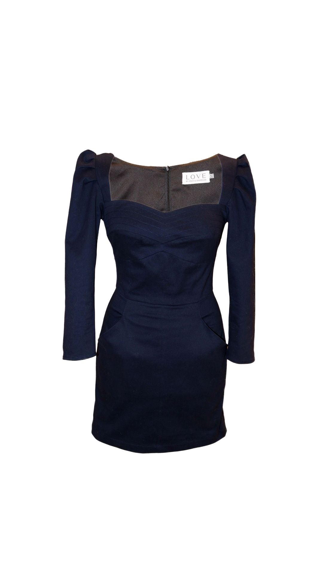 Mini length dress with buff sleeves