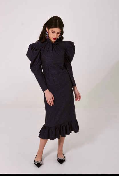 Midi dress with Puff sleeves