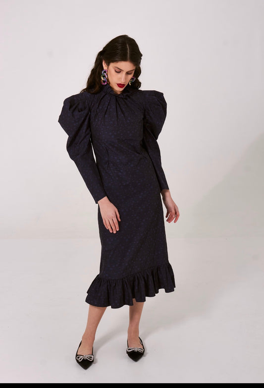 Midi dress with Puff sleeves