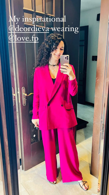 Fuchsia suit with palazzo pants