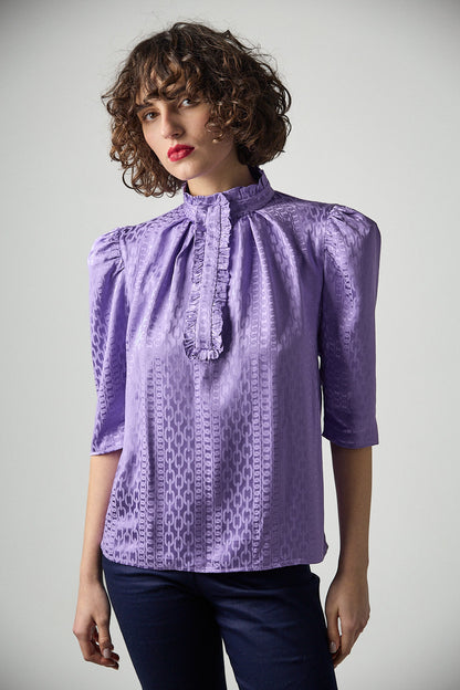 Violet jacquard blouse