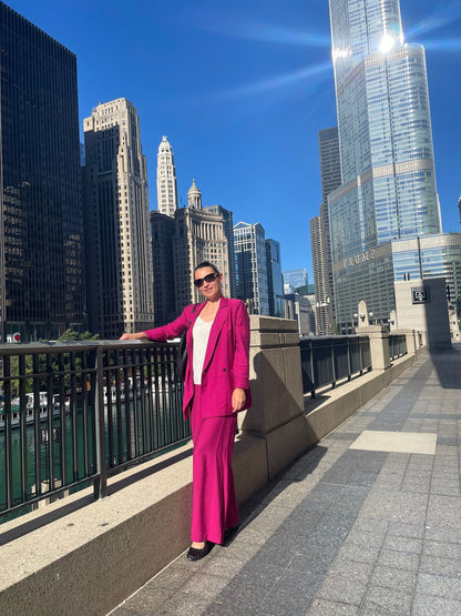 Fuchsia suit with palazzo pants