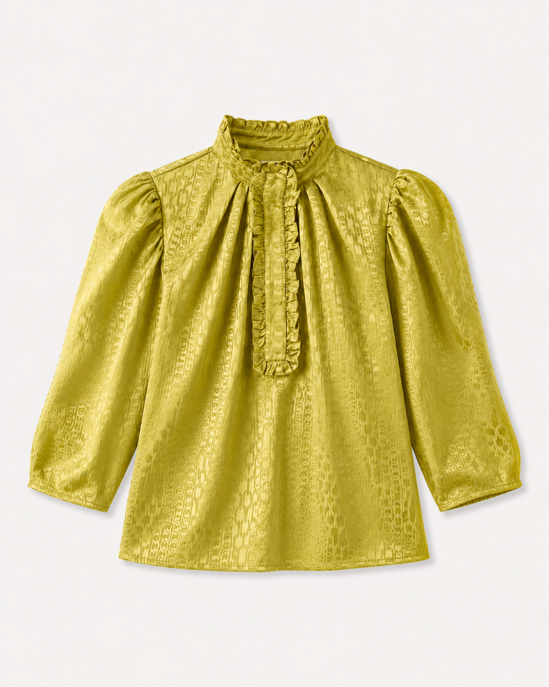 Jacquard blouse with a ruffled neckline “Golden Sunshine"