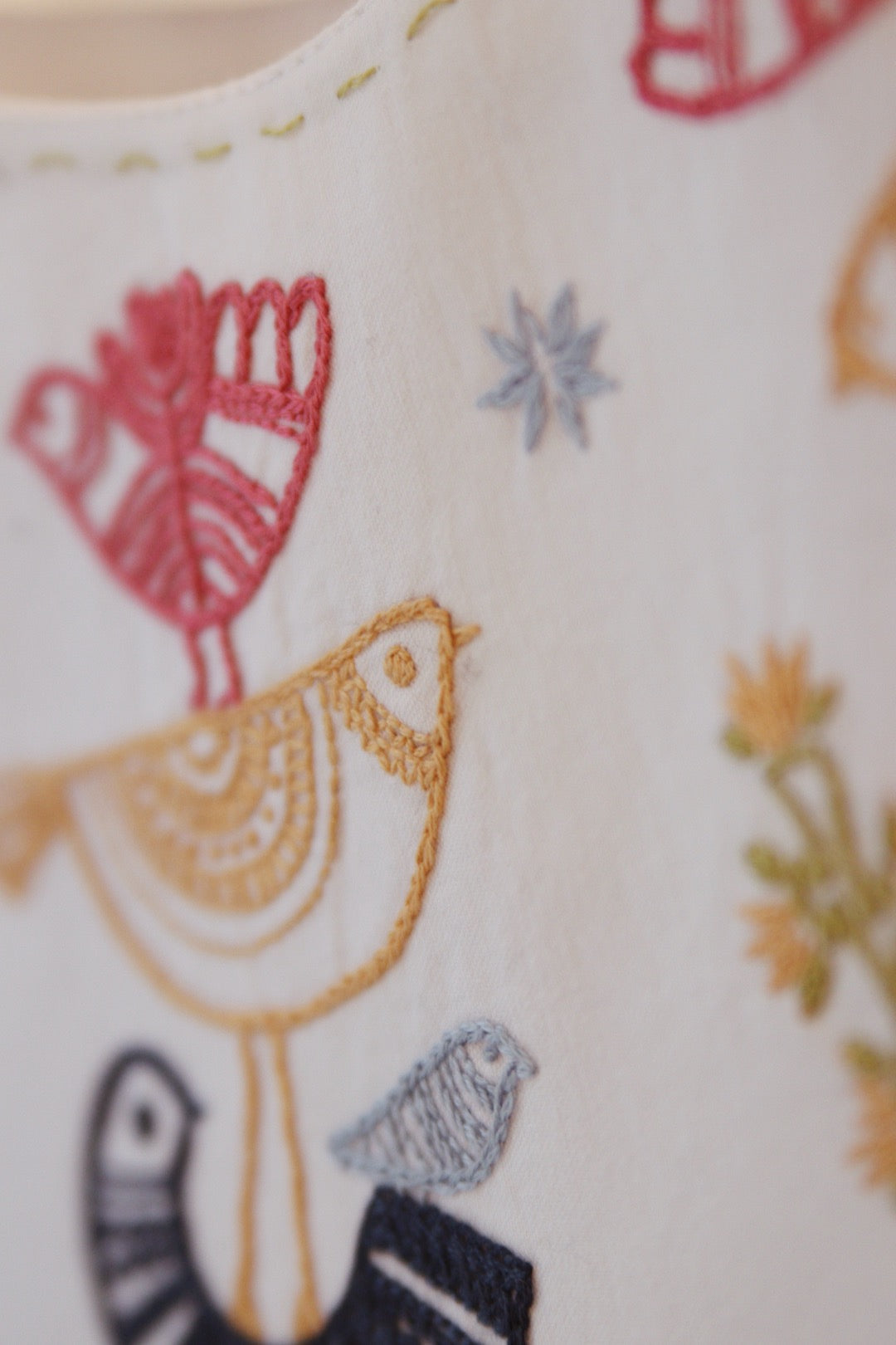Collar with handmade embroidery "Birds"