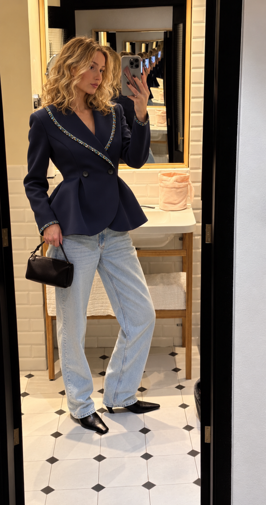 Exclusive jacket with hand-made embroidery