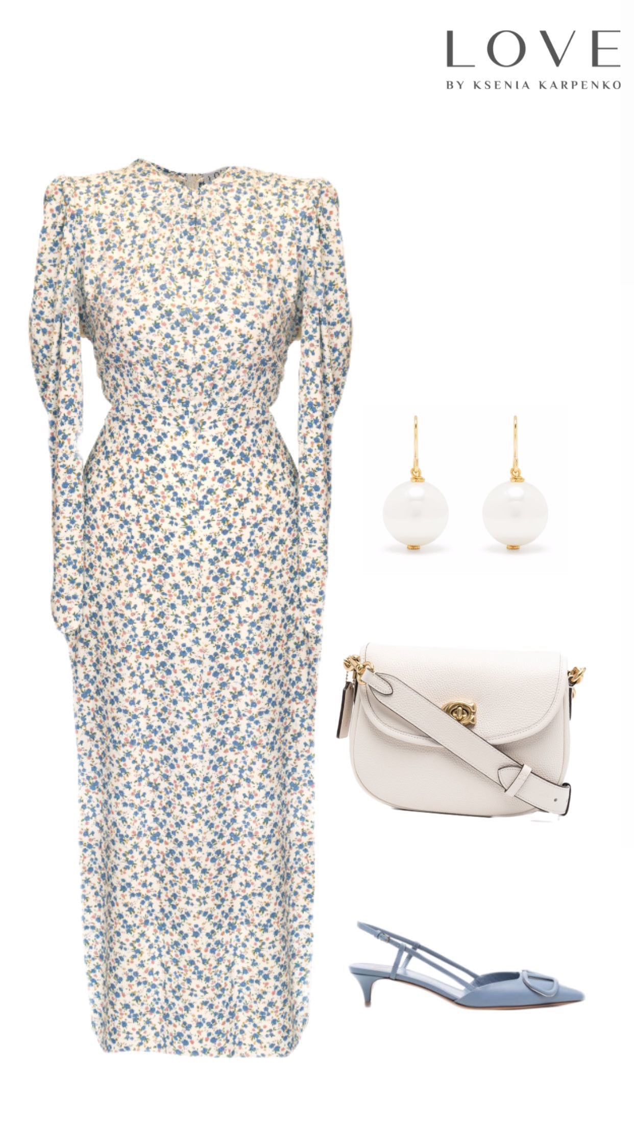 Midi dress with cut-outs on the vest , corn-flower print