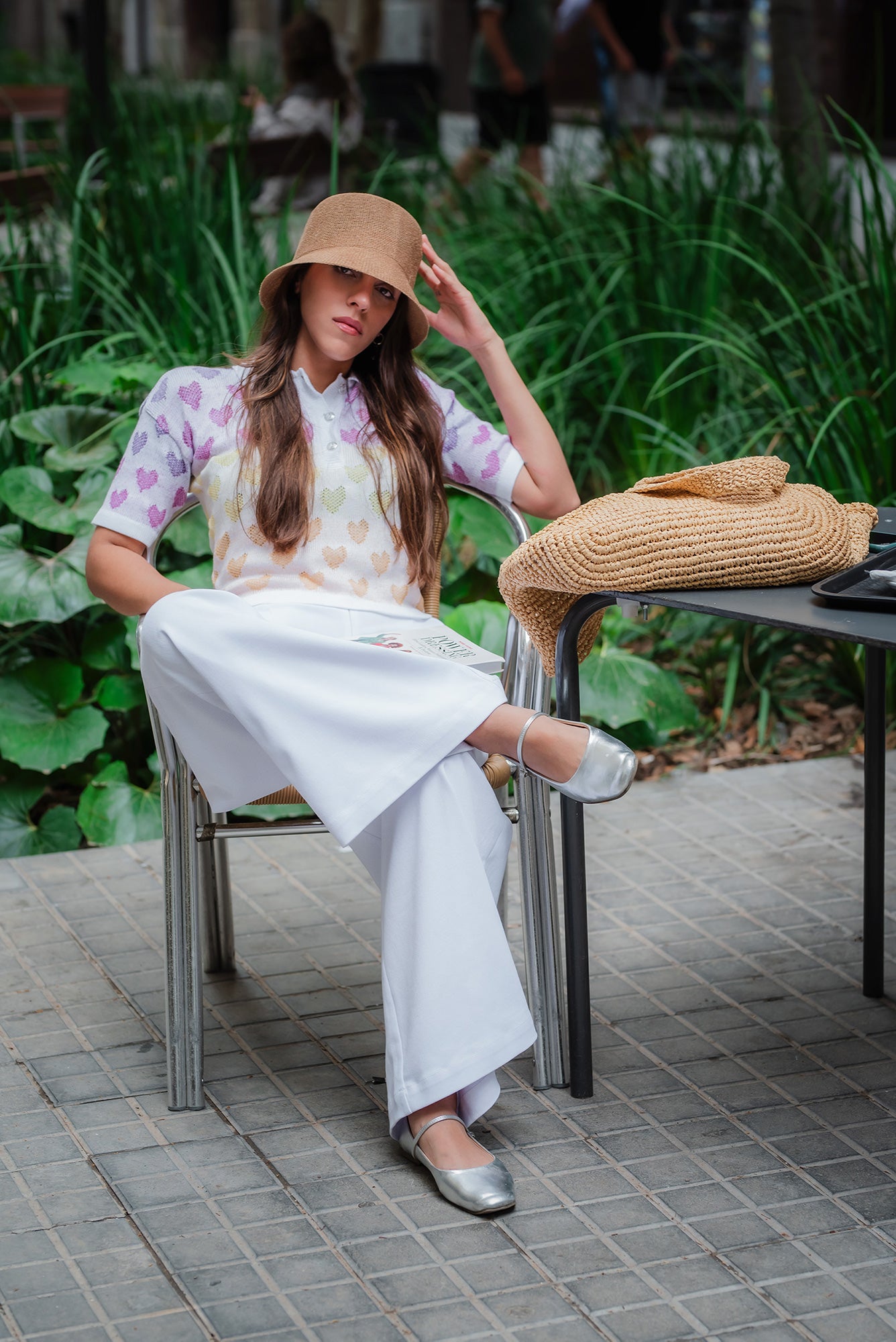 Short sleeve lilac & white polo Vedic Love