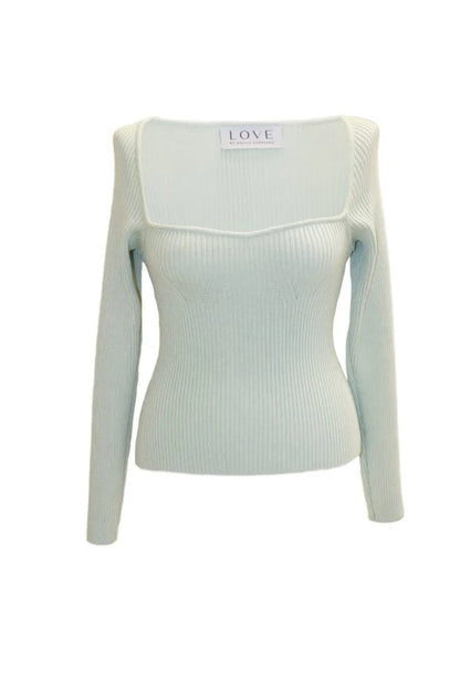 Mint top with a square neckline