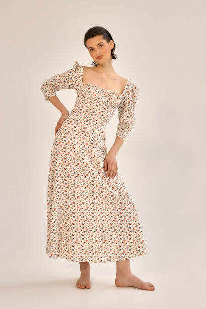 Vestido de lino con estampado floral