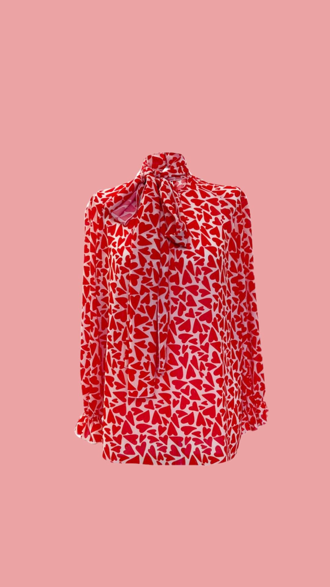 Heart-print blouse “Be on LOVE side”