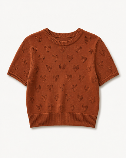 Brown HEART-laced top