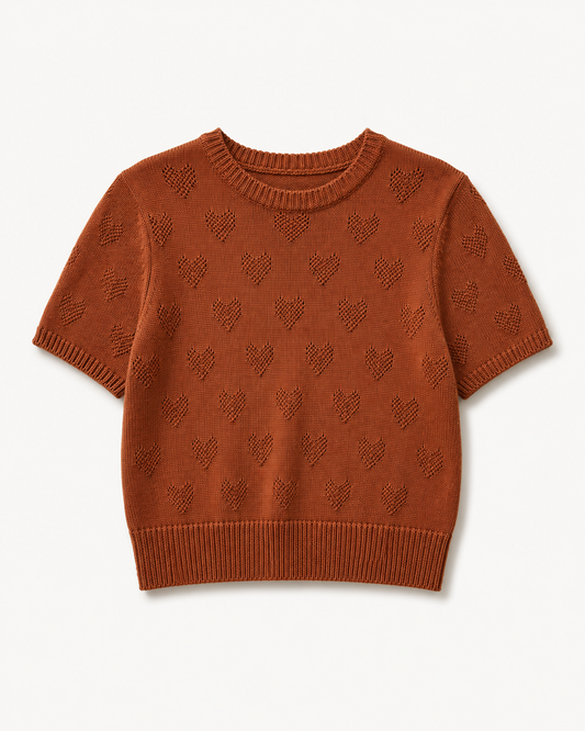 Brown HEART-laced top