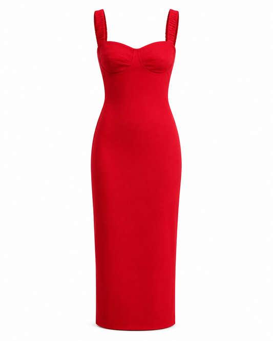 Loose fit  dress with fitted bodice